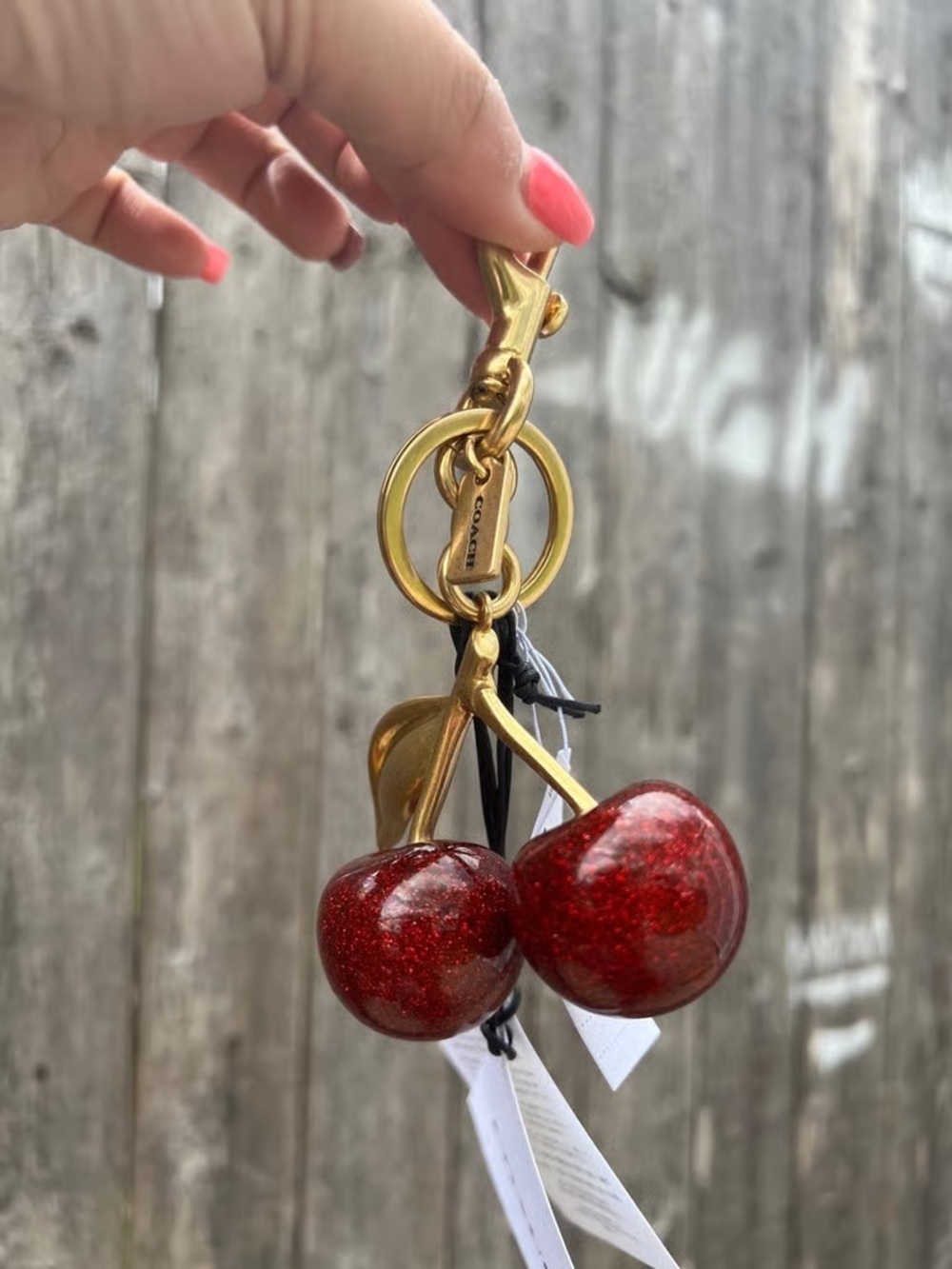 Coach Red Cherry Bag Charm with Gold-Tone Hardware - Picture 3 of 4